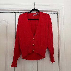 Vintage-Style Red Button-Down Cardigan